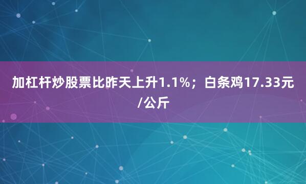 加杠杆炒股票比昨天上升1.1%；白条鸡17.33元/公斤